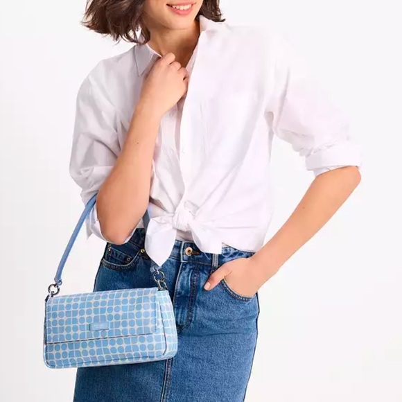 Kate Spade Noel Jacquard Convertible Crossbody Canvas XBody Shoulder 
Astral Blu - Picture 3 of 16